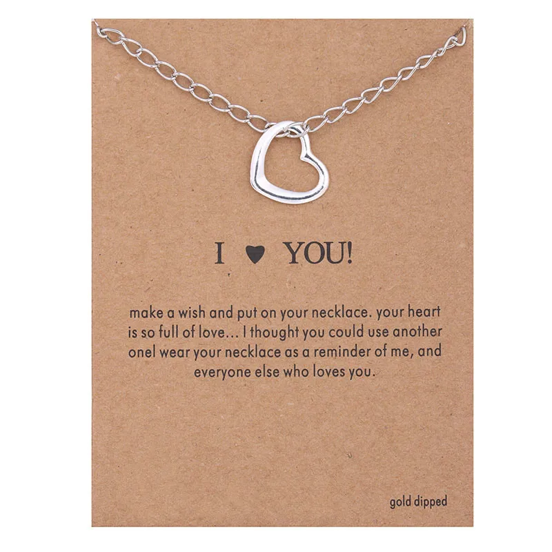 Hot Sale Sparkling Love Pendant necklace Silver plated Clavicle Chains Statement Necklace Women Jewelry(Has card)