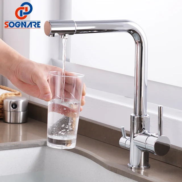 Best Offers SOGNARE 3 Way Kitchen Faucet Solid Brass Mixer Tap 360 Rotation with Water Purification Features Faucet for Kitchen Water Taps Best Offers SOGNARE 3 Way Kitchen Faucet Solid Brass Mixer Tap 360 Rotation with Water Purification Features Faucet for Kitchen Water Taps