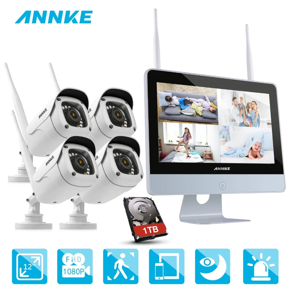 ANNKE Wireless Wifi 200W Video Surveillance System With 12 inch LCD