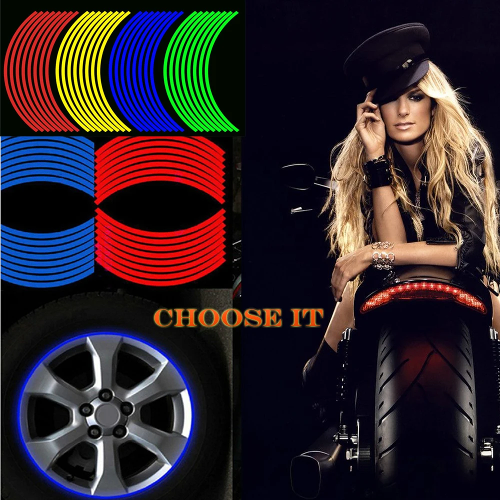 

16 Strips 17inch/18inch wheel Motorcycle Wheel Tire Rim Stickers for Kawasaki Yamaha Suzuki sv650 sv650s 1999-2009 sv 650 650 s