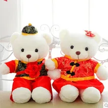 Около 40 см медведи китайский стиль красный Weddding платье медведи Пара Игрушки, свадебный подарок, удивлен подарок t6297
