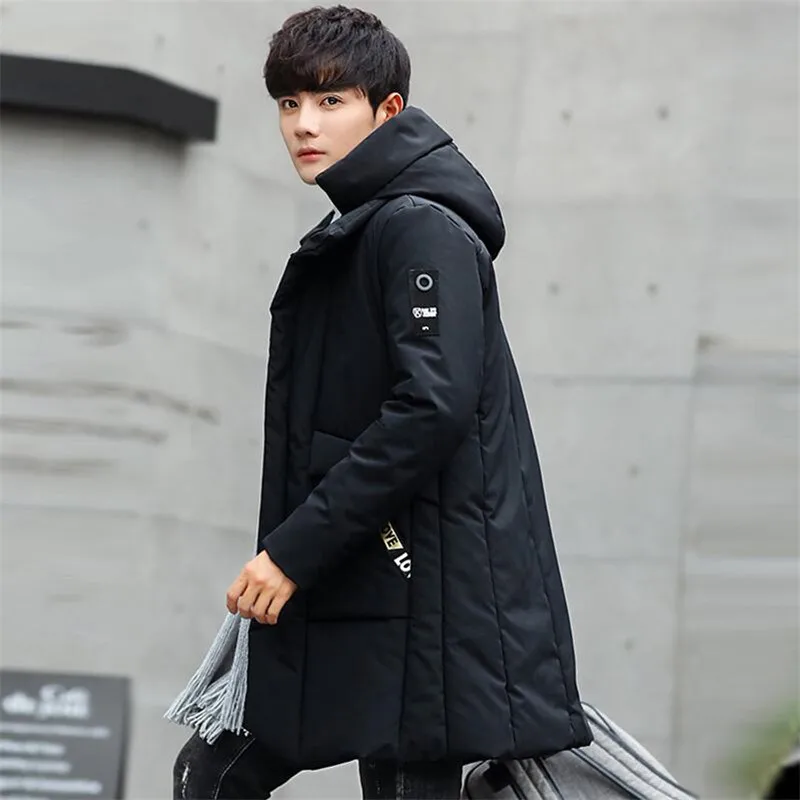 

New Arrivals Fashion Winter Cotton Coat Casual Slimming Hooded Parkas Long Padded Warm Overcoat Outwear Big Size 3XL 2019 Black