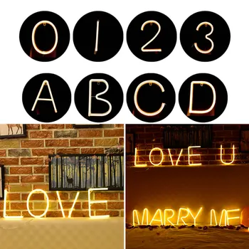 

Neon Light Sign Alphabet Number Love LED Night Lamp for Birthday Wedding Party Bedroom Decoration Romantic Light Night