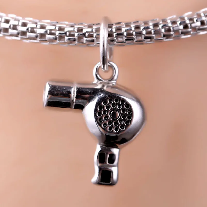 Zhaoru 925 Sterling Silver Enamal Hair dryer Pendant Charm Fit Pandora Bracelet & Bangle & Necklace DIY Jewelry Charm ZP2532 Fine Jewelry