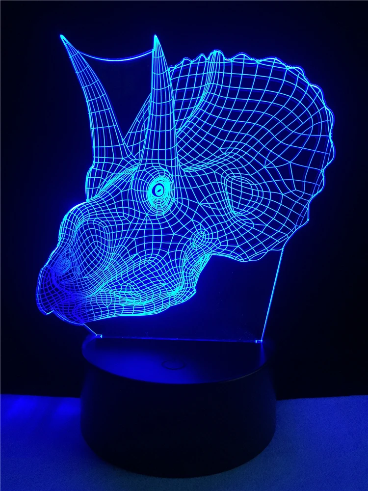 Новинка rgb головы динозавра ngau Тау 3D LED 7 цветов Gradient Night Light визуальную иллюзию День рождения Рождество ребенок подарки