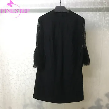 

Vintage Cotton Black Dress Women New Cute Spring Floral Fashion Dresses Casual Knee-Length Dress Women