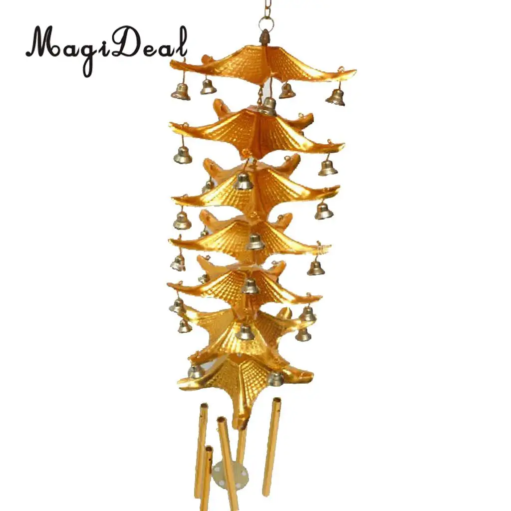 

MagiDeal Metal 7-Layer Roof Bell 5 Tubes Lucky Feng Shui HangingCharm Wind Chime