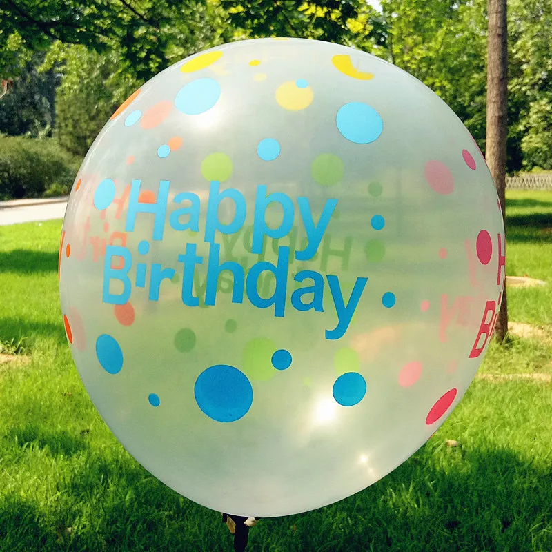

12 pcs / lot 12inch Circular Transparent Colored Printed Latex Balloon Toy Balloons Happy birthday party