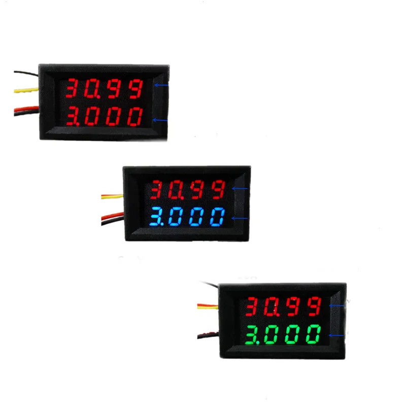 

RD 40 pcs simple version 4 bit DC 0-33V/3A Dual LED Display 0.28 Digital Ammeter Voltmeter voltage current LED display car meter