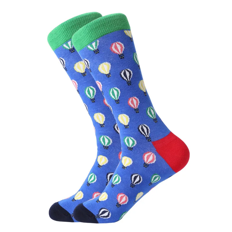 LETSBUY/1 пара, хлопковые мужские носки, Harajuku, цветные, Веселый день, медведь, рыба, длинные, теплые, нарядные носки для мужчин, для свадьбы, Рождества - Цвет: 1007C