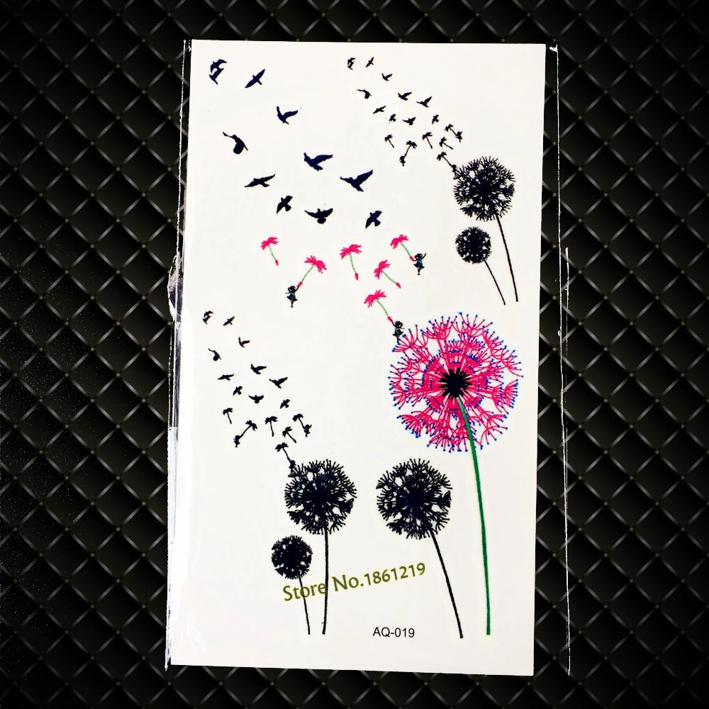 

New Hot Dandelion Fairy Flying Birds Temporary Tattoo Sticker For Girls Makeup Waterproof Body Art Arm Leg Tattoo Stickers GAQ19
