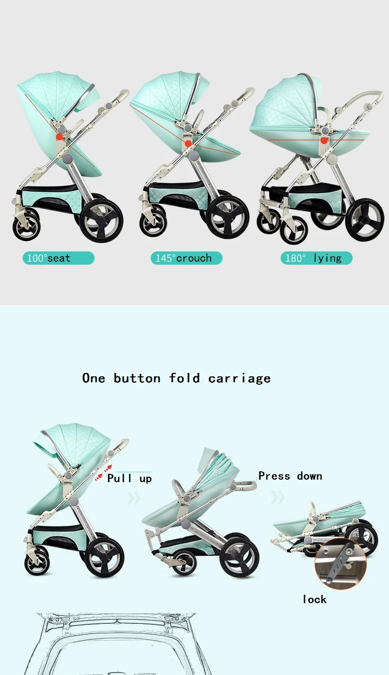 Baby Stroller High Landscape Carriage 2018 New 2 in 1 Pram Similar to Aulon