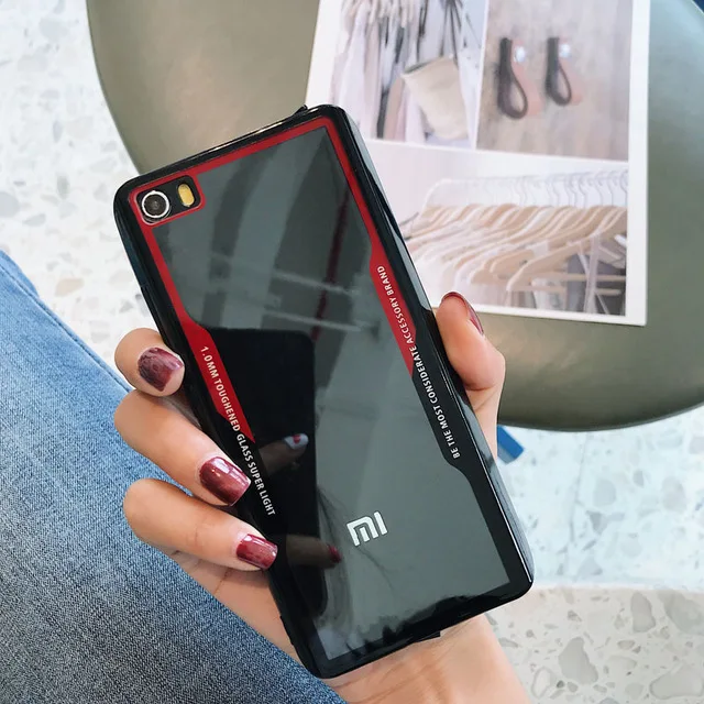 Для Xiaomi mi 8 mi 8 SE A1 A2 Lite Pocophone F1 Red mi Note 5 Plus 6 Pro S2 Прозрачный жесткий пластиковый прозрачный акриловый чехол-накладка на заднюю панель - Цвет: Black Red