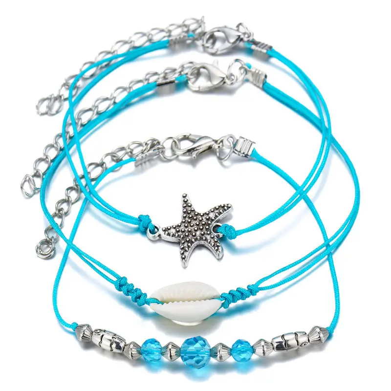 

Multi-layers Blue Starfish For Women Nature Shell Anklets Set 2019 Bracelet On Leg Barefoot DIY Foot Jewelry Accessories Gift