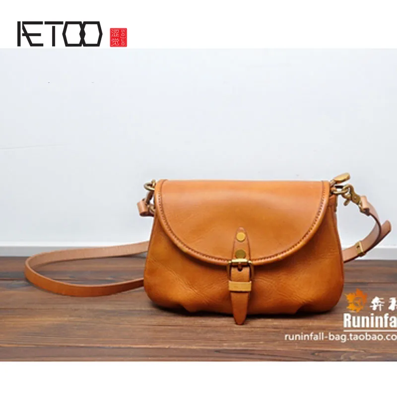 

BJYL Personality retro to do the old saddle bag head layer cowhide tannage female shoulder small Messenger bag leather bag