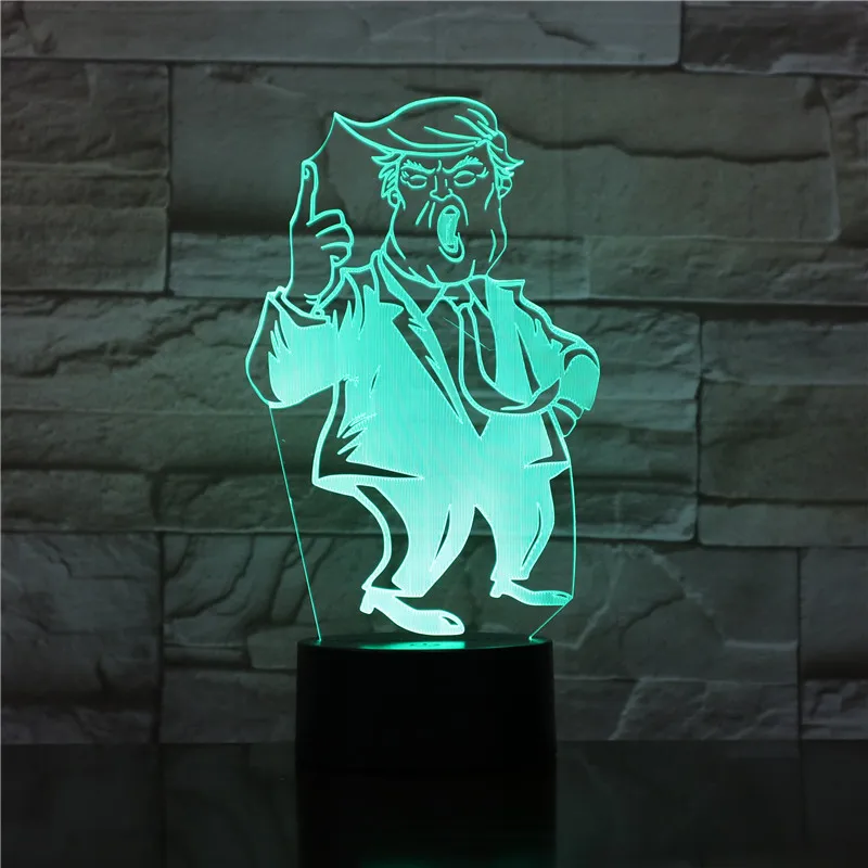 

US President Trump Figure Night Light LED 3D Illusion Touch Sensor 7 Color Changing Child Kids Gift Novelty Lighting Table Lamp