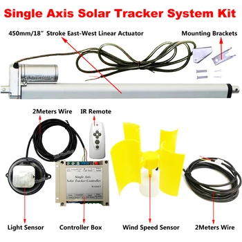 

Complete 1000W Single Axis Solar Tracker -18" Linear Actuator +Electronic Controller +Wind Speed Sensor 12V DC Motor Sun Track