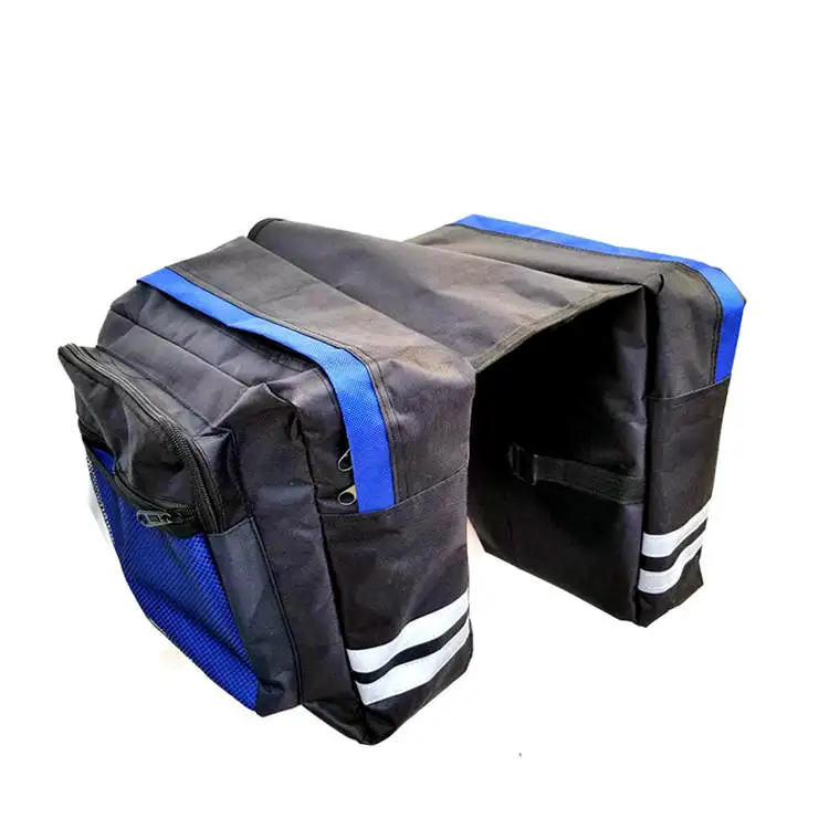 Нейлоновая велосипедная сумка на заднее сиденье, Большая вместительная велосипедная седельная сумка, двойной чехол, MTB дорожный велосипед, сумка на багажник, аксессуары для верховой езды - Цвет: Синий