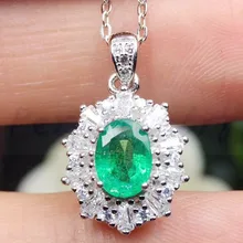 Изумрудное ожерелье, подвеска,, натуральный настоящий изумруд, Стерлинговое Серебро 925 пробы, драгоценные камни, ювелирные изделия, 0.85ct драгоценный камень# J18052301