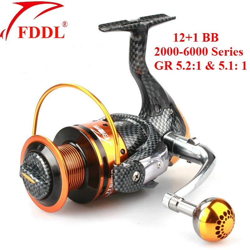FDDL TT2000 6000 Series Fishing Reels 12+1 BB Ball Bearing 5.21 and 5.