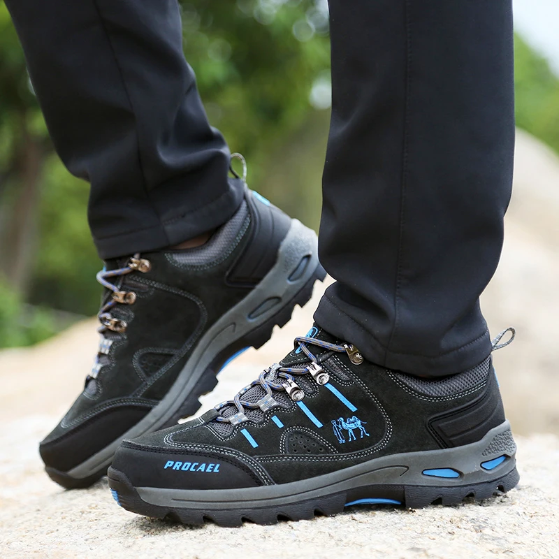 Man Hiking Shoes Army Green Khaki Climbing Shoes Man Spring Autumn Man Tactical Sneakers Rubber Bottom Anti-slip Mountain Shoes