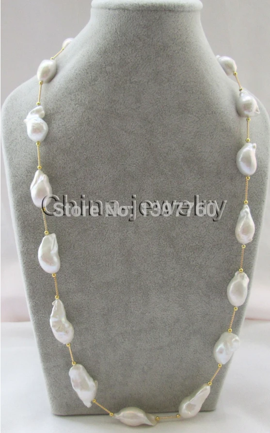 

Miss charm Jew.72 natural white baroque keshi reborn freshwater pearl necklace AAA