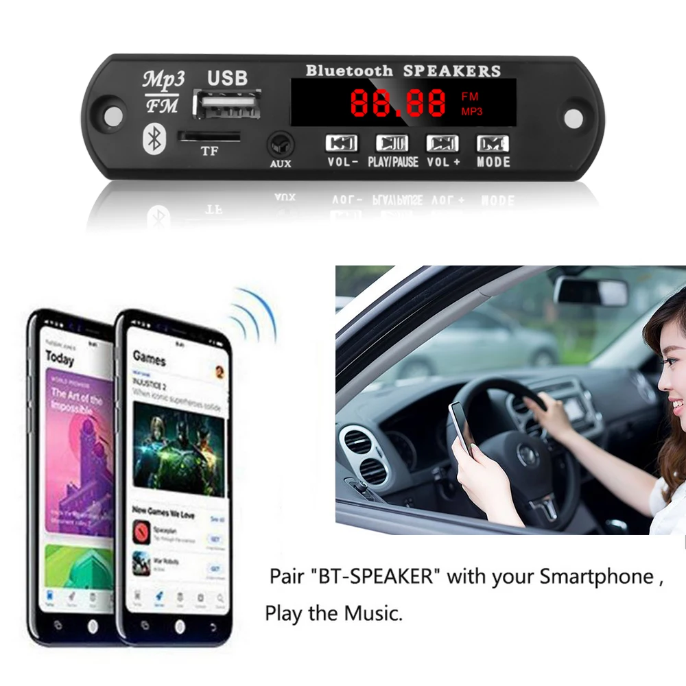 KEBIDU TF Радио MP3 декодер плата 5 в аудио модуль для автомобиля удаленный музыкальный