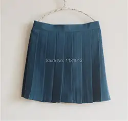 Японский JK Macarons плиссированные равномерное юбка Школьница равномерное юбка высокой талией сплошной цвет юбка темно-зеленый