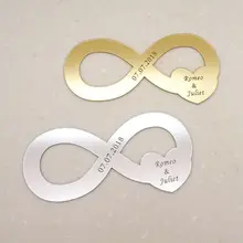 20 шт. на заказ имя 8 см символ бесконечности сердце ШАП акриловые зеркальные метки памятный знак Свадебная вечеринка идеи Персонализация Декор сувениры