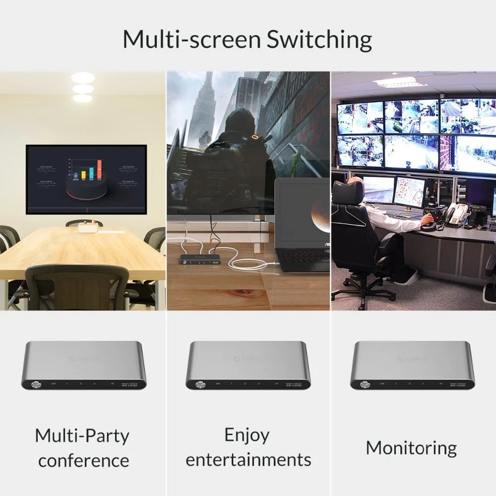 Переключатель KVM ORICO 3 входа 1 порта выход 4K 60 Гц HDMI 2 0 для ПК ноутбука XBOX 360 PS3 PS4 ТВ