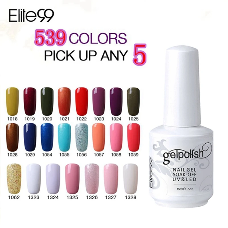 Elite99 Gel Polish Any 5 Bottles Glitter Nail Polish Curing Top Base