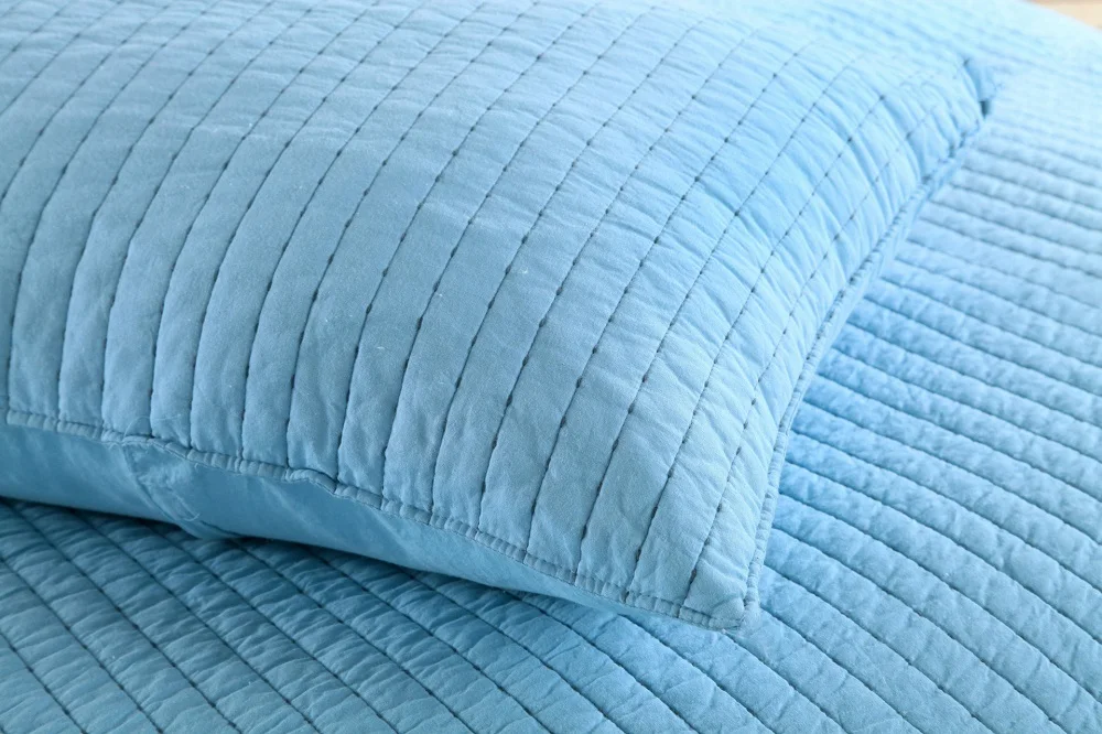 CHAUSUB синий покрывало сплошной цвет одеяло комплект 3 шт. хлопковое бельё вышитое покрывало покрывала, простыни наволочка King size