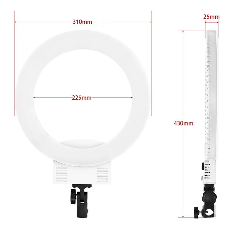 FOSOTO FT-12B 12 дюймов Led белый фотографического светильник ing 3200-5600K для Камера для мобильной фотосъемки с кольцевым светильник светодиодный селфи лампа Подставка для планшета