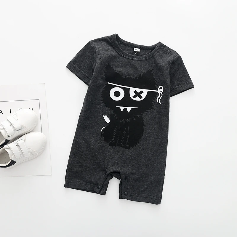 Комбинезон для мальчиков с коротким рукавом и надписью Кот Корова|infant romper|jumpsuit