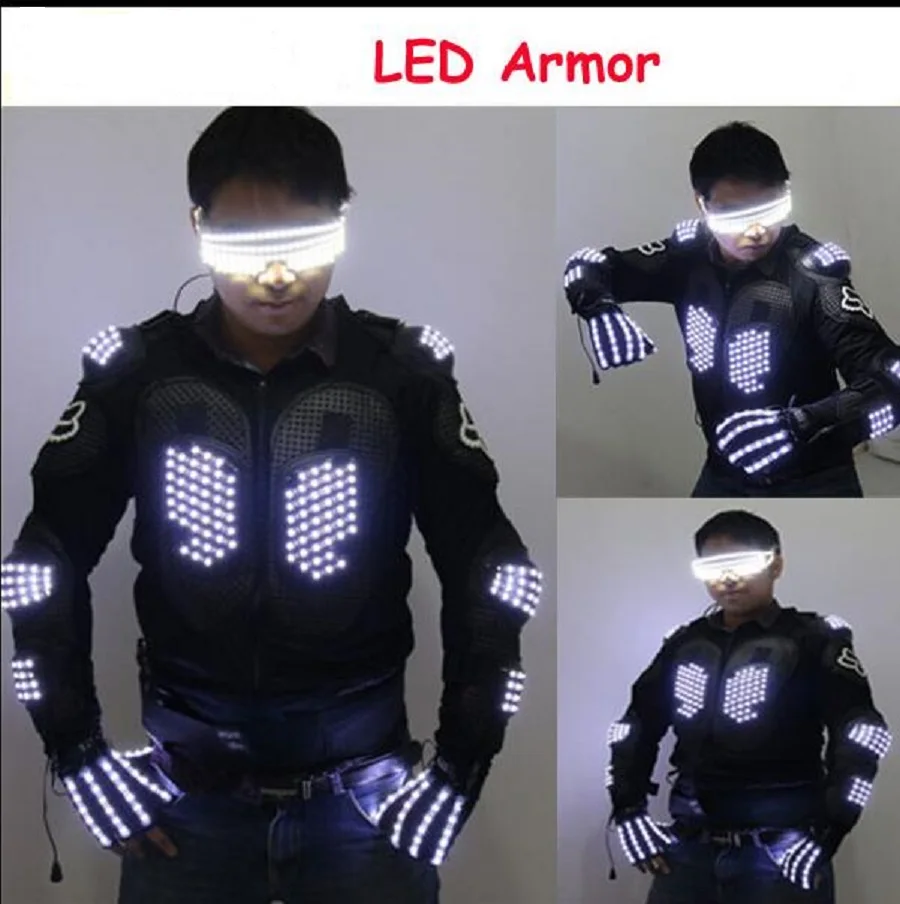 New 2017 Men Light Up Jackets Glove Glasses Fashion Ds Costume Led Outfit Clothes Led Suitin