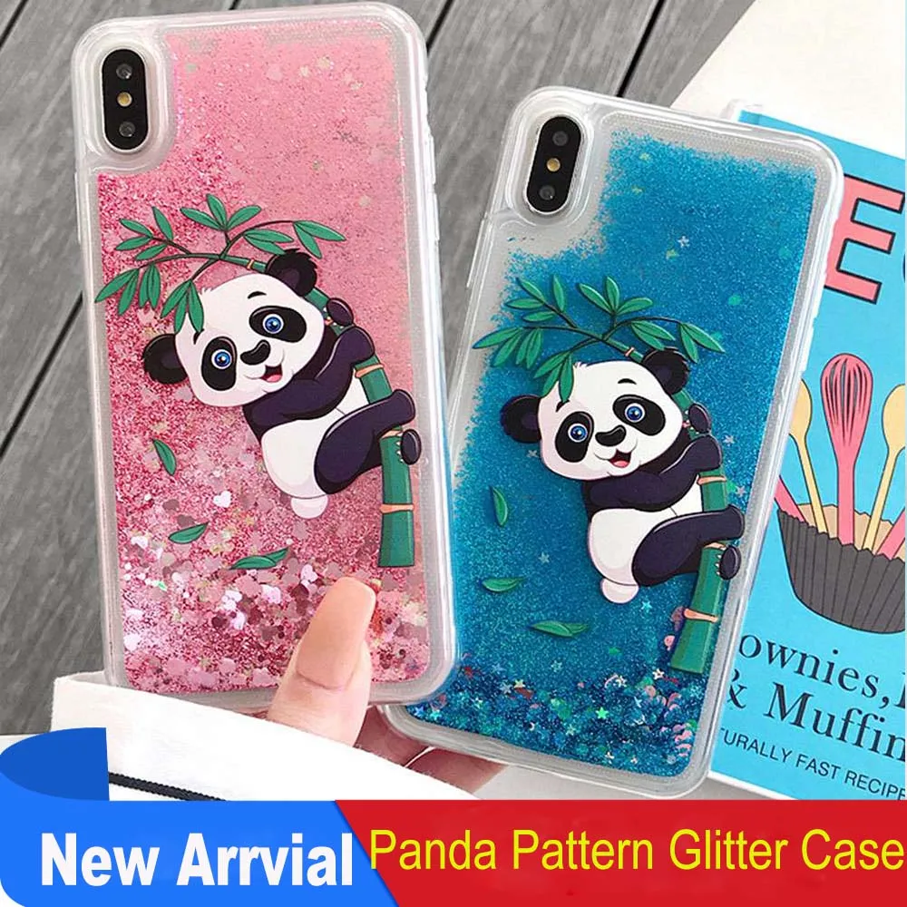 

KISSCASE Glitter Quicksand Liquid Phone Cases for Samsung A50 S9 S8 S7 Edge Cute Panda Silicone Soft Funda For Samsung Note 9