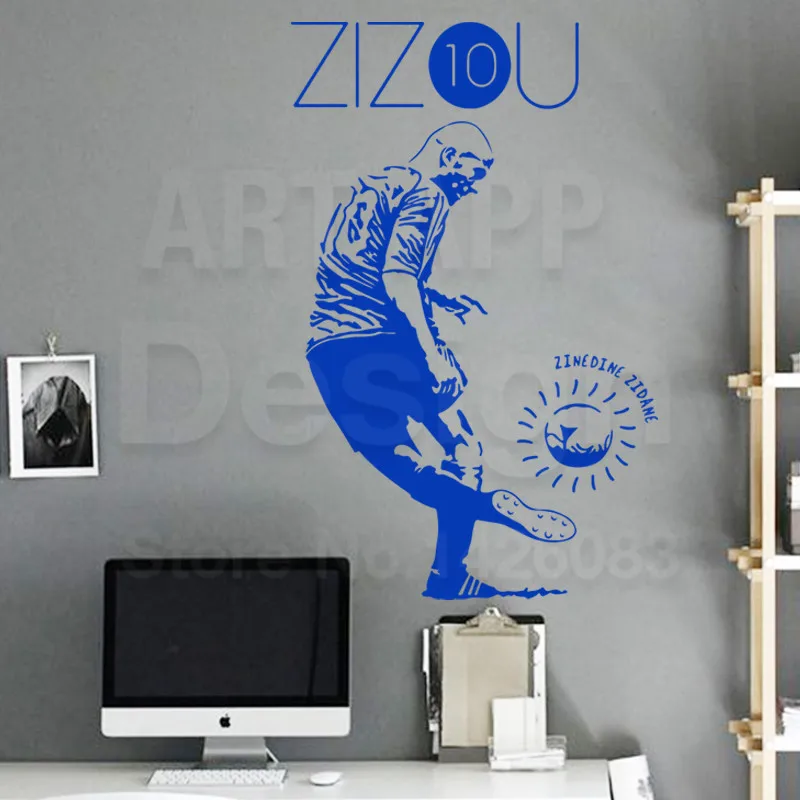 art cheap home decoration vinyl football zidane wall sticker