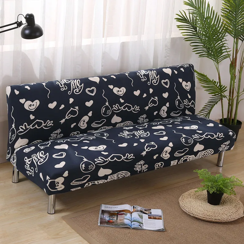 

Lovely Black Spandex heart printed sofa cover for living room furniture Protector sectional couch covers without armrest