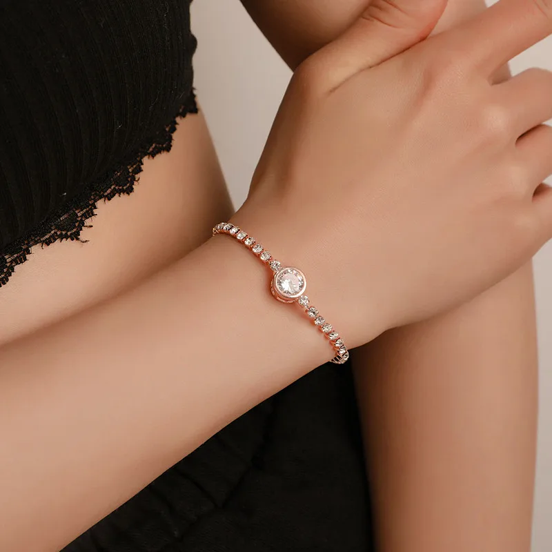 

Fashion Zirconia Round Bracelets For Women Bijoux Rose Gold Silver Bracelets & Bangles 2019 Wedding Jewelry Drop Shipping