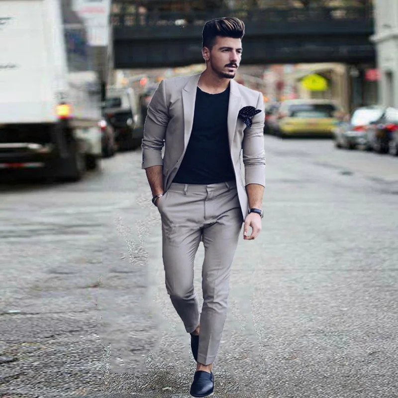 2018 серые мужские костюмы пиджак с острыми лацканами Блейзер Простые повседневные Куртки street бизнес свадебные мужские смокинги для