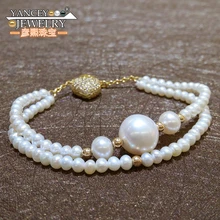 Оригинальные натуральные 4 мм и 11,5 мм белые перламутровые браслеты для женщин, с S925 серебряной застежкой богемные простые модные браслеты