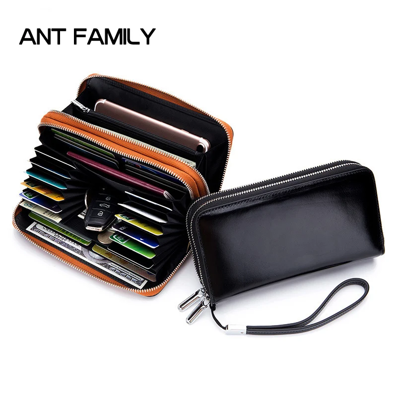 

Fashion Genuine Leather Wallet for Women Female RFID Blocking Holder Wallets Travel Zipper Women's Purse Lady Card Holder Clutch