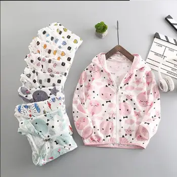 

2018 children's sun protection clothing cotton breathable summer thin coat boy skin clothing girls cardigan coat