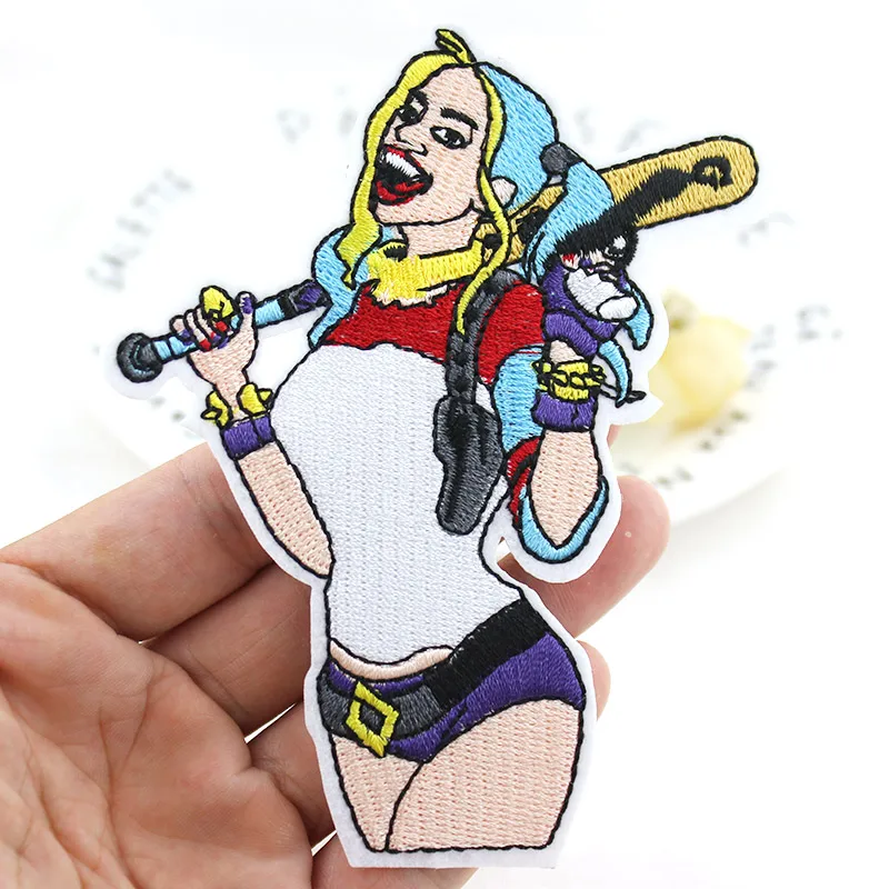 

Harley Quinn Joker girl Embroidered patches For clothing Iron on clothes patch Badges Stickers Garment Appliques wholesale