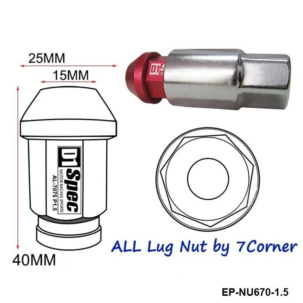 D1Spec удлиненный открытый конец Колесные гайки с замком M12X1.5 20 шт с замком для Toyota ect EP-NU670-1.5