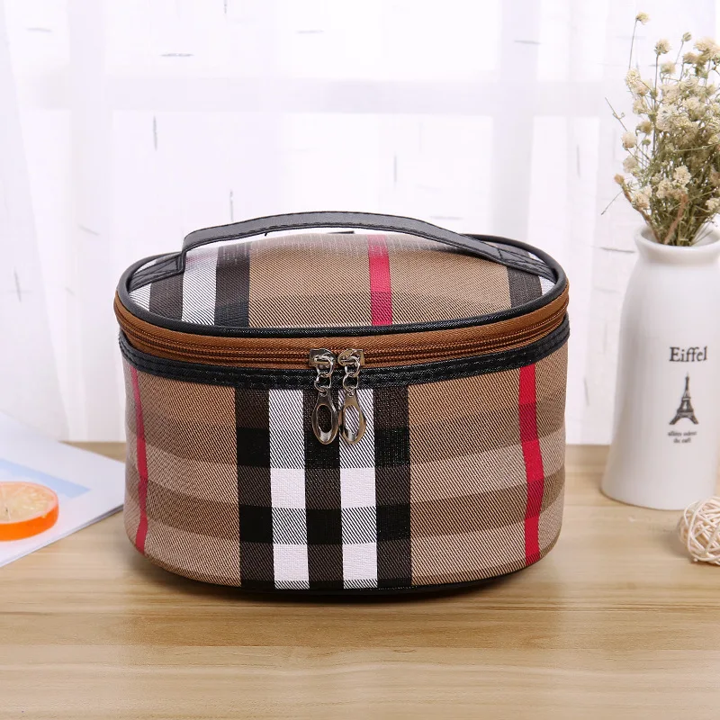 

Woman Portable Cylinder Storage Cosmetic Bag Travel Large Capacity Cosmetic Bag Pu Point Beauty Portable Cosmetic Bag