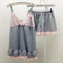 Новое поступление летние пикантные женские пижамный комплект марли сна набор кружева пижамы