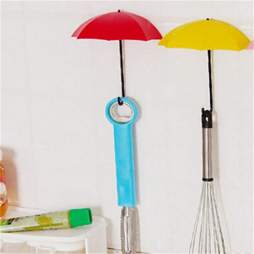 3Pcs Colorful Umbrella Wall Hook Key Hanging Hair Pin Holder Decorative Organizer Storage Holders Racks