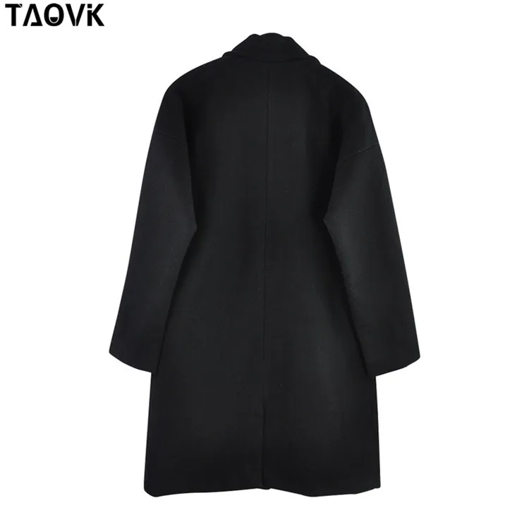 Женское длинное пальто с лацканами TAOVK, пальто с длинными рукавами, карманами и меховыми помпонами