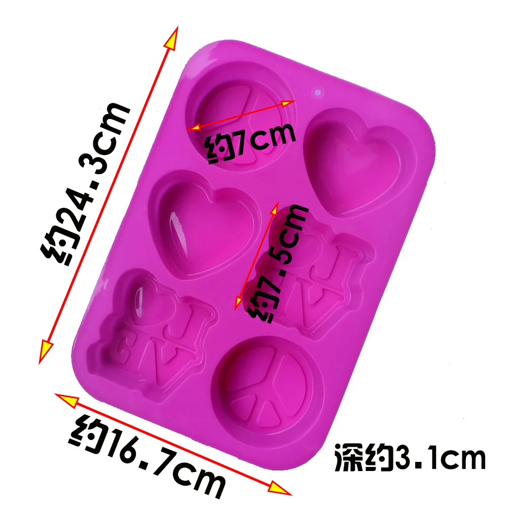 Silicone Cake baking mould handmade soap mold LOVE carved Heart Shape Soap Making Silicone Molds